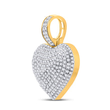 Load image into Gallery viewer, 10kt Yellow Gold Mens Round Diamond Heart Charm Pendant 3/4 Cttw
