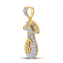 Load image into Gallery viewer, 10kt Yellow Gold Mens Round Diamond Money Bag Charm Pendant 1-1/4 Cttw
