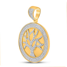 Load image into Gallery viewer, 10kt Yellow Gold Mens Round Diamond Tree of Life Charm Pendant 7/8 Cttw

