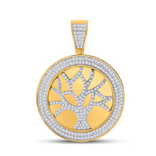 Load image into Gallery viewer, 10kt Yellow Gold Mens Round Diamond Tree of Life Charm Pendant 7/8 Cttw
