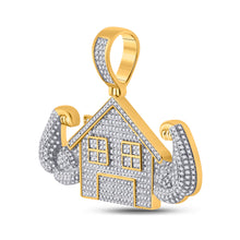 Load image into Gallery viewer, 10kt Yellow Gold Mens Round Diamond Flex Trap House Charm Pendant 1-1/2 Cttw
