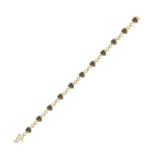 Load image into Gallery viewer, 10kt Yellow Gold Womens Round Brown Diamond Heart Bracelet 1-7/8 Cttw
