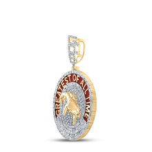 Load image into Gallery viewer, 10kt Yellow Gold Mens Baguette Diamond GOAT Charm Pendant 1-7/8 Cttw
