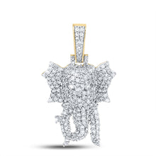 Load image into Gallery viewer, 10kt Yellow Gold Mens Round Diamond Elephant Charm Pendant 1-3/4 Cttw
