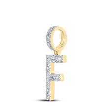 Load image into Gallery viewer, 10kt Yellow Gold Mens Baguette Diamond Initial F Letter Charm Pendant 3/4 Cttw

