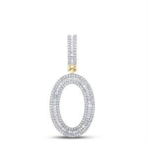 10kt Yellow Gold Mens Baguette Diamond Initial O Letter Charm Pendant 1 Cttw