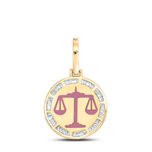 Load image into Gallery viewer, 10kt Yellow Gold Mens Baguette Diamond Libra Charm Pendant 1/2 Cttw
