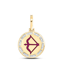 Load image into Gallery viewer, 10kt Yellow Gold Mens Baguette Diamond Sagittarius Charm Pendant 1/2 Cttw
