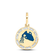 Load image into Gallery viewer, 10kt Yellow Gold Mens Baguette Diamond Aquarius Charm Pendant 5/8 Cttw
