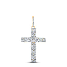 Load image into Gallery viewer, 10kt Yellow Gold Mens Round Diamond Cross Charm Pendant 5/8 Cttw
