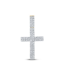 Load image into Gallery viewer, 10kt Yellow Gold Mens Round Diamond Cross Charm Pendant 1 Cttw
