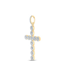 Load image into Gallery viewer, 10kt Yellow Gold Mens Round Diamond Cross Charm Pendant 1-1/3 Cttw
