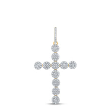 Load image into Gallery viewer, 10kt Yellow Gold Mens Round Diamond Cross Charm Pendant 1-1/3 Cttw
