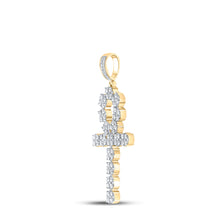 Load image into Gallery viewer, 10kt Yellow Gold Mens Round Diamond Ankh Cross Charm Pendant 2-1/2 Cttw
