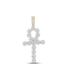 Load image into Gallery viewer, 10kt Yellow Gold Mens Round Diamond Ankh Cross Charm Pendant 2-1/2 Cttw
