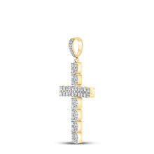 Load image into Gallery viewer, 10kt Yellow Gold Mens Round Diamond Cross Charm Pendant 2-5/8 Cttw
