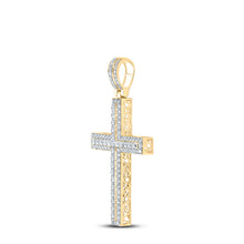 Load image into Gallery viewer, 14kt Yellow Gold Mens Round Diamond Cross Charm Pendant 4-1/4 Cttw
