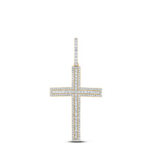 Load image into Gallery viewer, 10kt Yellow Gold Mens Round Diamond Cross Charm Pendant 4 Cttw
