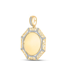 Load image into Gallery viewer, 10kt Yellow Gold Mens Round Diamond Picture Memory Octagon Charm Pendant 1/4 Cttw
