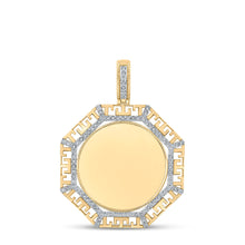 Load image into Gallery viewer, 10kt Yellow Gold Mens Round Diamond Picture Memory Octagon Charm Pendant 1/4 Cttw
