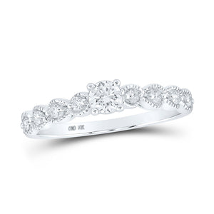 10kt White Gold Round Diamond Solitaire Bridal Wedding Engagement Ring 1/3 Cttw
