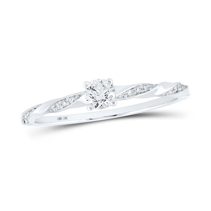 10kt White Gold Womens Round Diamond Solitaire Ring 1/4 Cttw