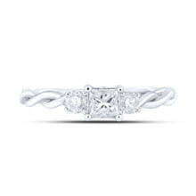 Load image into Gallery viewer, 14kt White Gold Princess Diamond 3-stone Bridal Wedding Engagement Ring 1/2 Cttw
