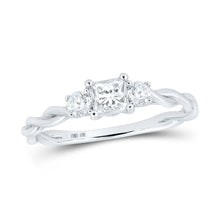 Load image into Gallery viewer, 14kt White Gold Princess Diamond 3-stone Bridal Wedding Engagement Ring 1/2 Cttw
