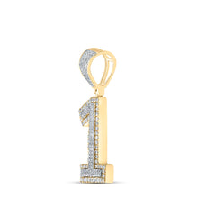 Load image into Gallery viewer, 10kt Two-tone Gold Mens Round Diamond Number 1 Charm Pendant 5/8 Cttw
