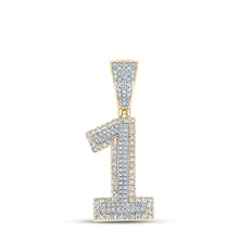 Load image into Gallery viewer, 10kt Two-tone Gold Mens Round Diamond Number 1 Charm Pendant 5/8 Cttw
