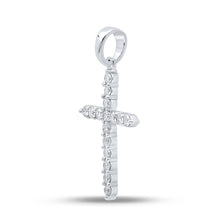 Load image into Gallery viewer, 10kt White Gold Womens Round Diamond Cross Pendant 1/4 Cttw
