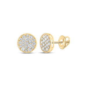 10kt Yellow Gold Mens Round Diamond Cluster Earrings 1-3/4 Cttw