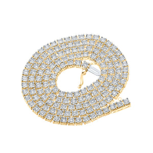 10kt Yellow Gold Mens Round Diamond 20-inch Link Chain Necklace 3-3/4 Cttw