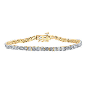 10kt Yellow Gold Womens Round Diamond Tennis Bracelet 1 Cttw