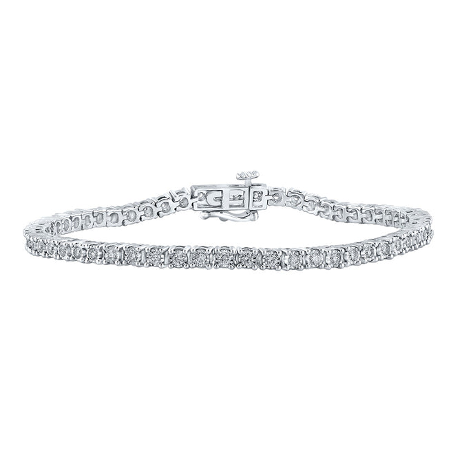 10kt White Gold Womens Round Diamond Tennis Bracelet 1 Cttw