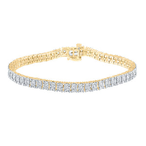 10kt Yellow Gold Mens Round Diamond Link Bracelet 1-7/8 Cttw