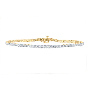 10kt Yellow Gold Mens Round Diamond 9-inch Single Row Link Bracelet 1/2 Cttw