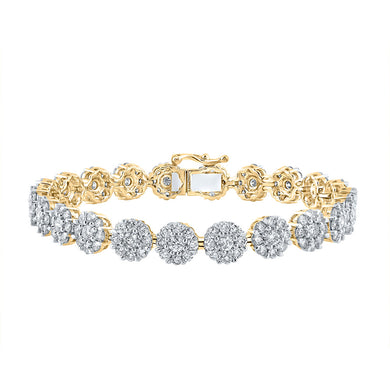 14kt Yellow Gold Womens Round Diamond Fashion Bracelet 7-7/8 Cttw