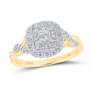 14kt Yellow Gold Womens Princess Diamond Fashion Ring 3/8 Cttw
