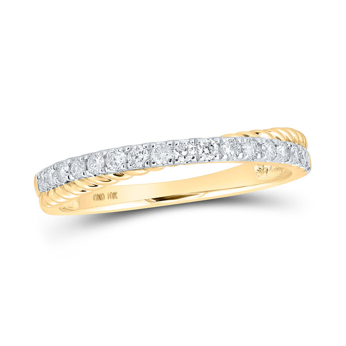 10kt Yellow Gold Womens Round Diamond Stackable Band Ring 1/4 Cttw