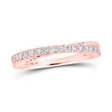 Load image into Gallery viewer, 10kt Rose Gold Womens Round Diamond Stackable Band Ring 1/4 Cttw
