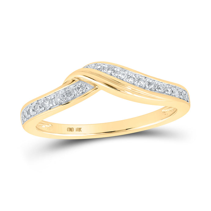 10kt Yellow Gold Womens Round Diamond Stackable Band Ring 1/6 Cttw