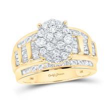 Load image into Gallery viewer, 10kt Yellow Gold Round Diamond Oval Bridal Wedding Engagement Ring 1-1/2 Cttw
