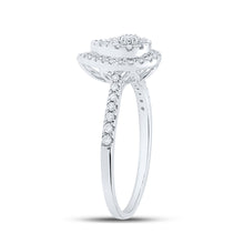 Load image into Gallery viewer, 10kt White Gold Womens Round Diamond Teardrop Ring 1/3 Cttw
