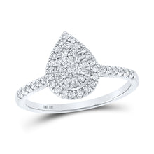 Load image into Gallery viewer, 10kt White Gold Womens Round Diamond Teardrop Ring 1/3 Cttw
