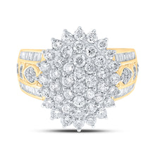 Load image into Gallery viewer, 10kt Yellow Gold Womens Round Diamond Cluster Ring 2 Cttw
