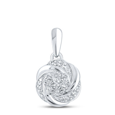 Sterling Silver Womens Round Diamond Cluster Pendant 1/20 Cttw