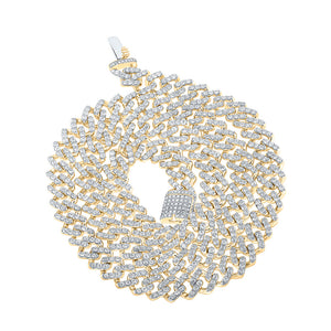 10kt Yellow Gold Mens Round Diamond Cuban 22-inch Chain Necklace 15-1/3 Cttw