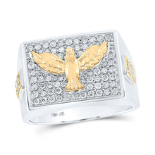 Load image into Gallery viewer, 10kt Two-tone Gold Mens Round Diamond Eagle Fashion Ring 3/4 Cttw
