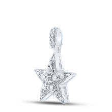 Load image into Gallery viewer, 10kt White Gold Womens Round Diamond Star Pendant 1/4 Cttw
